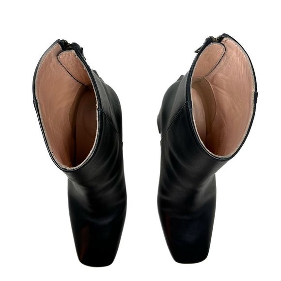 J Crew Black Leather Square Toe Boots Sz 6.5 - Picture 5 of 8